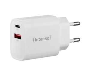 Adaptador de corriente Intenso W30AC, conexiones: 1x USB-A, 1x USB-C Potencia: máx. 30 vatios, blanco