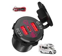 Adaptador de corriente para cargador rápido de coche - Cargador para baterías Powersports Cargador rápido | Cargador USB con 3 puertos de carga para coche y quad