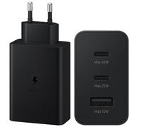 Adaptador de corriente Samsung PD Trio de 65 W - Adaptador de corriente universal ultrarrápido - 2 puertos USB-C y 1 puerto USB-A (35 W + 25 W + 5 W) - Negro - Cable no incluido nuevo