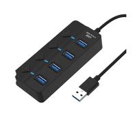 Adaptador De Corriente USB 3,0, Concentrador Divisor Múltiple 4/7 Puertos, 2, Interruptor Expansor, Cable 30CM Carga Rápida Segura Eficiente(Black-3.0-4 Ports)