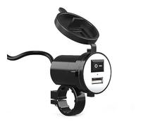 Adaptador de corriente USB de 12 V para motocicleta, cargador de teléfono móvil con material ABS ignífugo, cubierta de agua, fácil instalación del manillar, interruptor para protección de la batería