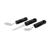 Adaptador de Cubiertos Ergonómico Utensilios de Ayuda para Comer Tenedor Cuchara Mango Ponderado de Acero Inoxidable Antideslizante para Ancianos, Utensilios Adaptativos