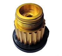 Adaptador de depósito de gas de camping de aluminio dorado con sellado | Construcción de aluminio, núcleo de cobre, seguridad de sellado automático, acabado dorado, tamaño de 4,1 x 3,8 x 4,3 cm