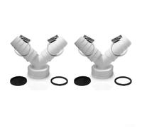 Adaptador de desagüe en forma de Y para lavadora y lavavajillas, entrada de 19-24 mm, salida DN25, PVC, blanco, paquete de 2, diseño de ángulo de 45° que ahorra espacio