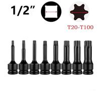 Adaptador de destornillador Torx de 12 pulgadas para T20 para T30 T40 T100, 1 herramienta de enchufe hexagonal, acero cromado compatible con cuadrado de 1/2 pulgada (T70)