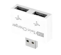 Adaptador de Divisor de Concentrador USB2.0 Doble Puerto para Carga Simultánea y Transferencia Datos: Conector Compacto y Portátil (White)