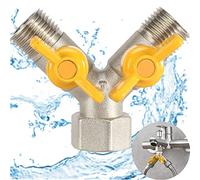 Adaptador de Divisor de Grifo, Distribuidor de Agua, Conector en Y Distribuidor 2 Vias, Pieza de Distribución en Y con Válvulas de Cierre, Para Cabezal de Ducha, Ducha, Lavadora