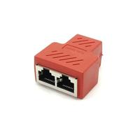 Adaptador de divisor ethernet RJ45 de 1 a 2 hembras a hembra, puerto CAT5/CAT6, LAN Ethernet, acoplador, color rojo