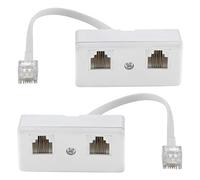 Adaptador De Dnchufe De Teléfono De Dos Vías Divisor Doble, Cable RJ11 6P4C Adaptador De Pared De Teléfono y Separador, Macho a 2 Hembras Convertidor Para Línea fija (Blanco, 2 Unidades)