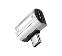 Adaptador de doble puerto tipo C de 60 W, carga rápida, puerto de auriculares de 3,5 mm, compatibilidad universal para dispositivos móviles, teléfono, cargador USB C