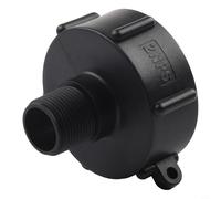 Adaptador de drenaje IBC de material HDPE 2 roscas finas a 2 NPT x conector de manguera de jardín con anillo de sellado para uso resistente