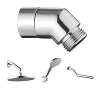 Adaptador de Ducha de Mano de 135°, Adaptador para Alcachofa de Ducha, Conector de Brazo de Ducha Móvil,Conector Angular Ducha, Universal Adaptador de Manguera de Ducha de 1/2" Cabezales, Plata, 1 Pz.