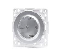 Adaptador de enchufe alemán 1 vía, color plateado, compatible con dispositivos eléctricos europeos, ideal para viajes y uso doméstico.