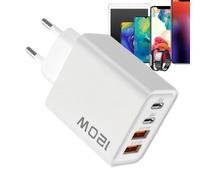 Adaptador De Enchufe - Bloque de Carga Rápida | 120W con Puertos y USB para Teléfono Tablet Portátil Casa Coche Viaje