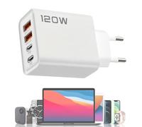 Adaptador de enchufe - Carcasa de carga rápida, adaptador de corriente USB de 120 W con puertos tipo C para teléfono casa, coche, tableta, PC portátil de viaje