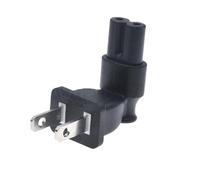 Adaptador de enchufe de alimentación de CA en ángulo recto de 2 pines, conector IEC C7 en forma de 8 a conector macho de 2 pines 1-15P C8/C5/C13(ASP-C13DA)