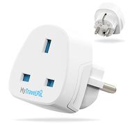 Adaptador de enchufe de Reino Unido a Europa (paquete de 2),2 adaptadores de viaje MyTravelPal® para Europa,Para uso en Francia, Alemania, Portugal, Grecia y la mayoría de Europa,Adaptador tipo E,F