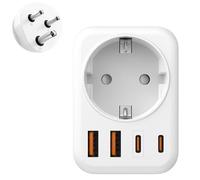 Adaptador de Enchufe de Sudáfrica, 5 en 1 Travel Adapter Sudáfrica with 1 AC & 2 USB-C & 2 USB-A, Adaptador de Viaje de España/UE a Sudáfrica para Sudáfrica, Mozambique, Adaptador de Viaje Tipo M