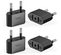 Adaptador de enchufe de viaje a la UE, 2 pines, Ancable Alemania, Europa, América, Canadá, México, España, Egipto, para dispositivos con fuente de alimentación de Estados Unidos (negro, 4 unidades)