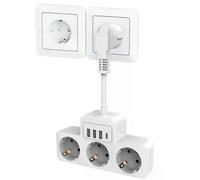 Adaptador de enchufe de viaje europeo multipuertos con puertos USB, regleta de enchufes universal tipo