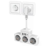 Adaptador de enchufe de viaje europeo multipuertos con puertos USB, regleta de enchufes universal tipo