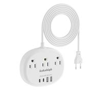 Adaptador de enchufe de viaje europeo USB C, adaptador de enchufe internacional con 3 salidas de CA y 4 puertos USB, cargador adaptador de enchufe tipo C para Estados Unidos a la mayoría de Europa