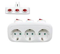 Adaptador de Enchufe Europeo, Adaptador de Enchufe, Toma de 3 Puertos con Extensor y Conversor para Habitación Cocina Salón Viajes Turistas y Negocios