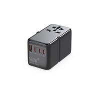 Adaptador de Enchufe Internacional de 140 W, Adaptador de Viaje GaN3 con Toma de Corriente Universal, 1 USB A, 3 USB Tipo C, Cargador Rápido, Enchufe