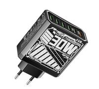 Adaptador de Enchufe para Viajes - Bloque de Adaptador de Enchufe con Carga Rápida - Estación USB Portátil de 6 Puertos para Teléfono Móvil, Tableta y Portátil