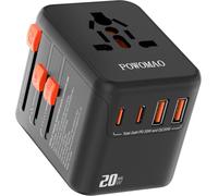 Adaptador de enchufe universal,Adaptador universal de viaje con 2 USB C y 2 USB A y 1 toma de corriente universal,Adaptador de enchufe internacional para Europa EE.UU. Reino Unido Australia China