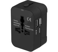 Adaptador de Enchufe Universal para Viaje, con Dos Puertos USB, Compatible en Japón, China, Canadá, EE. UU., UE, Reino Unido, Australia y 15 países más. Ideal para Navidad (Negro).