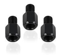 Adaptador de espejo retrovisor para moto, M10, tornillos derecho a rosca izquierda, 3 piezas, adaptador de acero endurecido negro