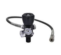 Adaptador de estación de llenado con válvula DIN de 4500 psi/300 Bar con Manguera de 20 Pulgadas y manómetro Doble(5-8)