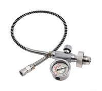 Adaptador de estación de llenado de tanque de buceo con calibre de 4500 PSI, conector de válvula de buceo de rosca G5/8 para recarga de aire, kit de manguera de inflado portátil de alta presión para