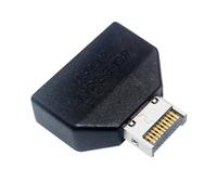 Adaptador de expansión de dos puertos, 1 x 2,6 x 2,5 cm, ABS negro, USB 3.2E a 19P, panel frontal tipo A tipo C, extensión interna para gestión de cables, oficina