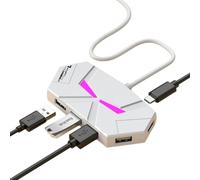 Adaptador de expansión multipuerto USB 2.0 de 7 puertos USB con iluminación LED de color para periféricos de computadora, cable reforzado, divisor USB