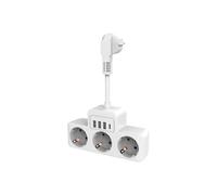 Adaptador de extensión de enchufe europeo, adaptador de enchufe internacional con tomas para una carga segura durante los viajes, 3 interruptores