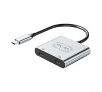 Adaptador de gafas USB-C Dual AR 4K Splitter para Switch para Steam Deck, adaptador de carga, convertidor, hub, salida de vídeo, monitores portátiles, plata, 8 x 12 cm