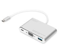 Adaptador de gráficos multipuerto USB Type-C DIGITUS, USB Type-C a VGA + USB A 3.0 + USB C, función de carga, Full HD 75Hz, aluminio
