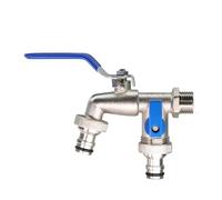 Adaptador de grifo agua for jardín, color azul, for riego industrial y doméstico, aleación zinc, con boquilla doble, for exteriores, balcones baños Grifo de Jardín(1PC color 1)