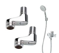 Adaptador de grifo, cobre galvanizado de 6,2 x 5,5 cm, extensor de cabezal de ducha ajustable, válvula mezcladora, conector de ángulo curvado extendido para montados en la pared y accesorios de