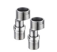 Adaptador de grifo de ducha de acero inoxidable, 360 grados, base curvada en ángulo, cabezal de ducha en ángulo extendido, conexión en esquina, adaptador de grifo de ducha de pared