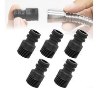 Adaptador de grifo roscado externo de cinco piezas de 1/2 pulgada para tubería de agua de jardín, acoplamiento rápido, adecuado para manguera y fuelle transformar