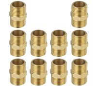 Adaptador de instalación de tuberías macho a macho con boquilla hexagonal de latón a prueba de herrumbre, acoplamiento de conector resistente a la corrosión para manguera de jardín 10 piezas M3/4