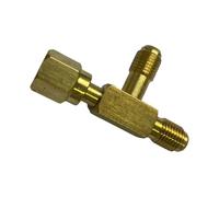 Adaptador de latón tipo T de rosca de 1/4 pulgadas para R134A, R22, R407C, juego de colector de vacío, ajuste de latón resistente