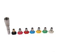 Adaptador de lavadora de alta presión de acero inoxidable con conexión rápida de 1/4 pulgadas para máquinas Nilfisk Kew incluyendo 7 boquillas y conector para tareas de limpieza eficientes en coches y
