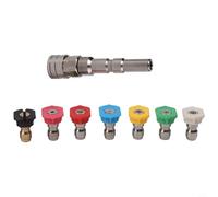 Adaptador de lavadora de alta presión de acero inoxidable de 1/4 pulgadas compatible con Nilfisk KEW Series y otras marcas, incluye 7 boquillas para lavado de automóviles