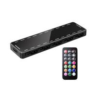 Adaptador de luz RGB para ordenador con mando a distancia, 5 V, 3 pines, PWM ARGB, divisor de ventilador con control de temperatura, adaptador de luz para componentes LED, control remoto | Práctica
