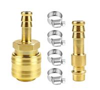 Adaptador de manguera de aire de 8 mm/10 mm, conector de rosca de cobre, adaptador de acoplador de junta con abrazaderas de apriete, reemplaza el enlace del compresor de aire de moda