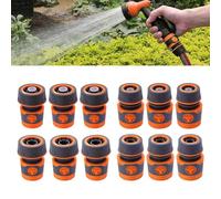 Adaptador de manguera de jardín de 16 mm, conector rápido con junta de tope para tamaños de manguera de 12 mm y 19 mm, uso de riego (hasta 3/4 pulgadas)